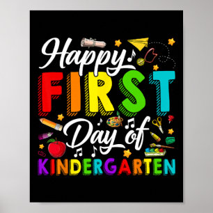 Poster Joyeux premier jour de maternelle pour garçons ren