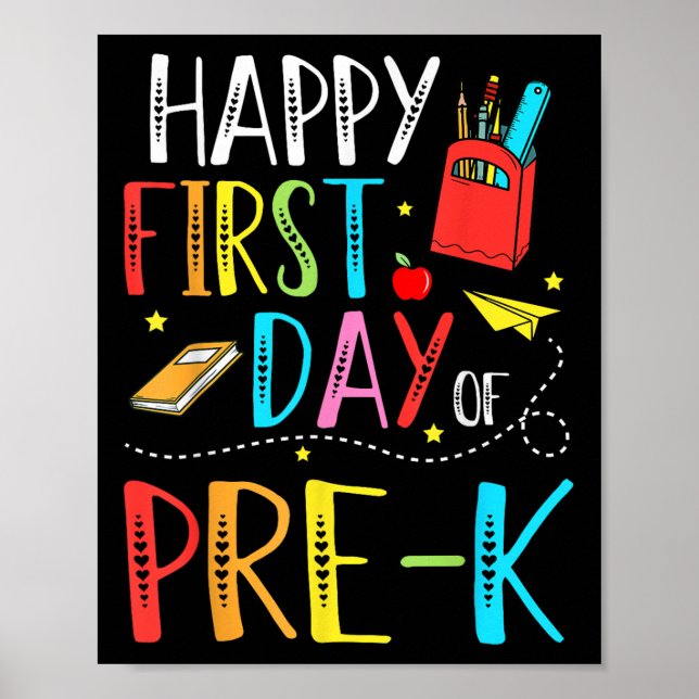 Poster Joyeux Premier Jour De Pré-maternelle Enseignant É (Devant)