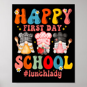 Poster Joyeux Premier Jour De Travail De Cantine Scolaire