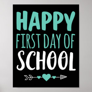 Poster Joyeux premier jour d'école Enseignant Élève Flèch