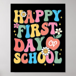 Poster Joyeux premier jour d'école enseignant garçons fil
