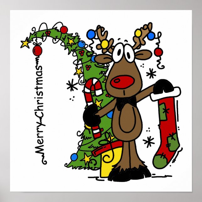 Poster Joyeux rennes de Noël (Devant)
