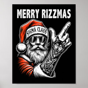 Poster Joyeux Rizzmas Vibes seulement Noël Funny Père Noë