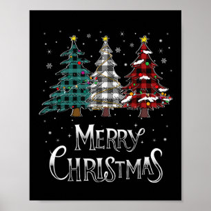 Poster Joyeux sapin de Noël Buffalo plaqué Rouge Blanc