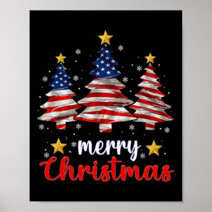 Poster Joyeux sapin de Noël Drapeau américain Drôle amusa