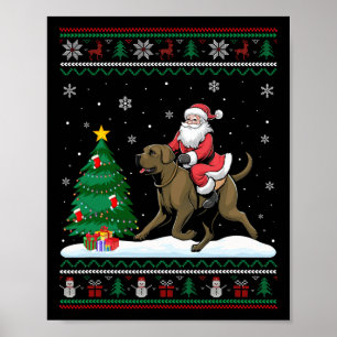 Poster Joyeux sapin de Noël illuminent Noël Père Noël équ
