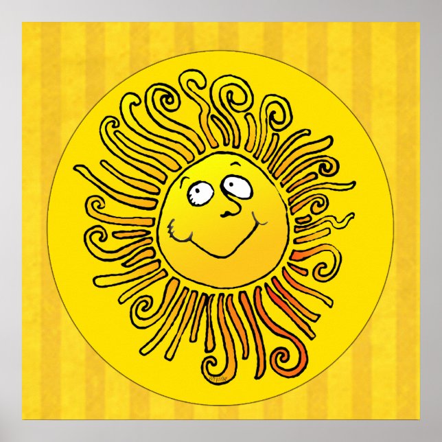 Poster Joyeux Soleil Jaune souriant (Devant)