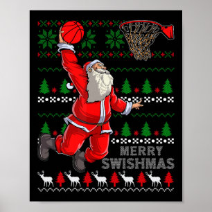 Poster Joyeux Swishmas Père Noël Bysketbyll Byll Vileux N