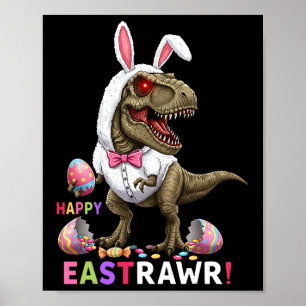 Poster Joyeux T Rex Dinosaure Pâques Lapin de Pâques Bonb