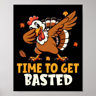 Poster Joyeux temps de dinde de Thanksgiving pour les hom