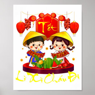 Poster Joyeux Tet Nouvel An lunaire vietnamien Li Xi