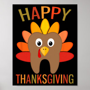 Poster Joyeux Thanksgiving Dent de dinde de la dentisteri