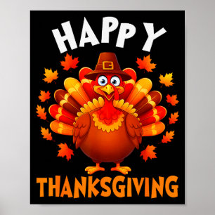 Poster Joyeux Thanksgiving Drôle Dinde Famille Dîner Que