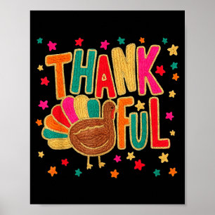 Poster Joyeux Thanksgiving Drôle Remerciements Dinde Citr