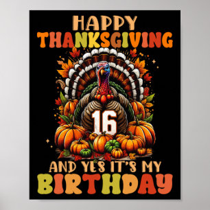Poster Joyeux Thanksgiving Et Oui C'est Mon Anniversaire