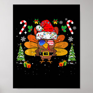 Poster Joyeux Thanksmas Bon thanksgiving Père Noël Turqui