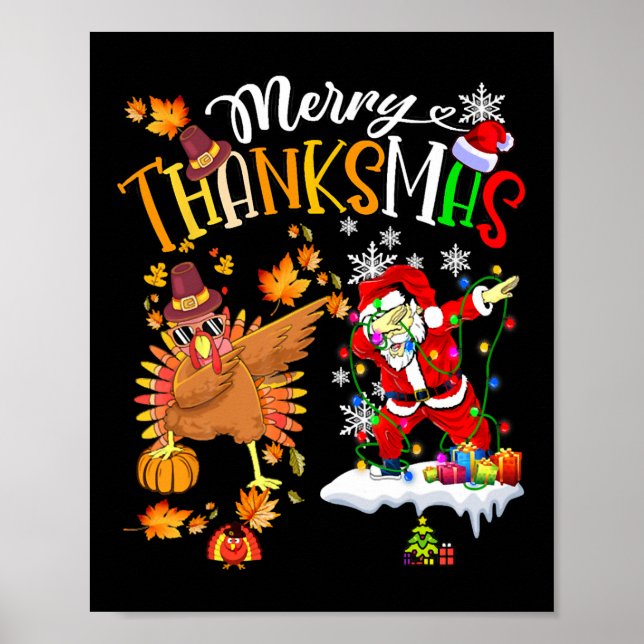 Poster Joyeux Thanksmas Thanksgiving Noël (Devant)