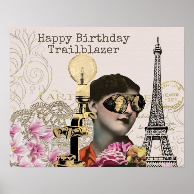 Poster Joyeux Trailblazer Anniversaire Steampunk Vintage (Devant)