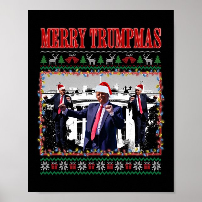Poster Joyeux Trumpmas Donald Trump Père Noël Famille Noë (Devant)