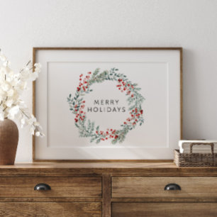 Poster Joyeux vacances Red Winter Berry