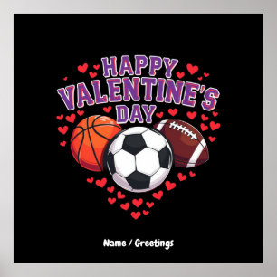Poster Joyeux Valentin de baseball de baseball de footbal