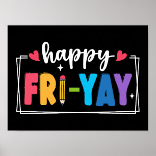 Poster Joyeux Vendredi Vendredi De Week-End Professeur Ét