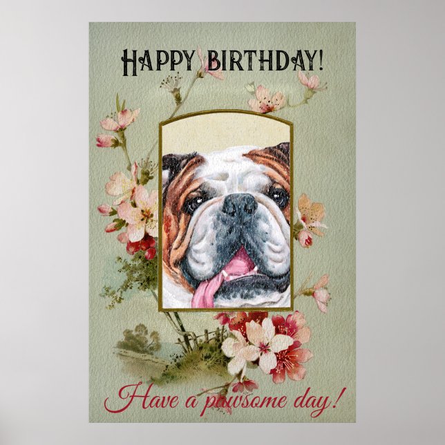 Poster Joyeux voeux d'anniversaire Français bulldog (Devant)