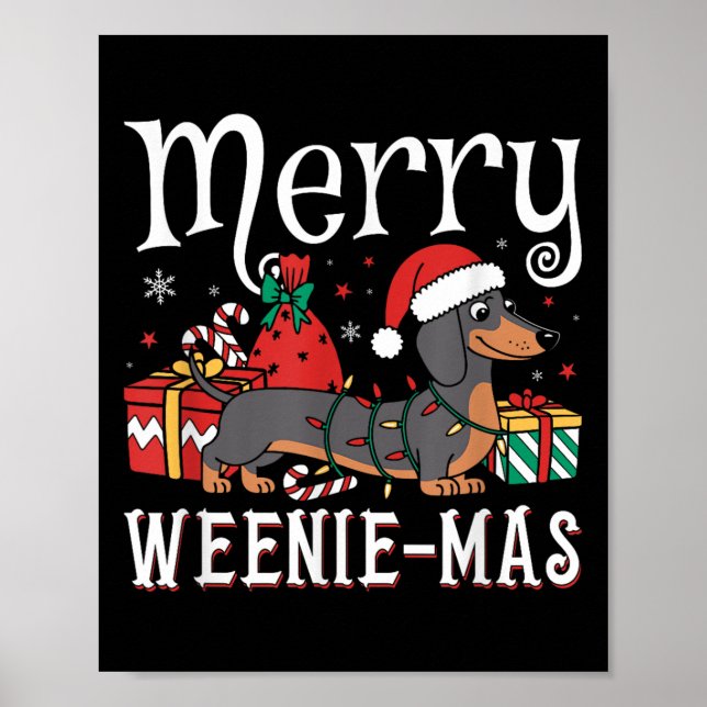 Poster Joyeux Weenie-mas Weenie Noël Dachshund (Devant)
