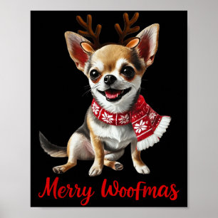 Poster Joyeux Woofmas Chihuahua Chien Mème En Cerf Antenn