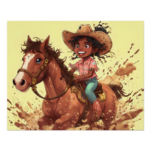 Poster Joyfull Horse équitation Cowgirl