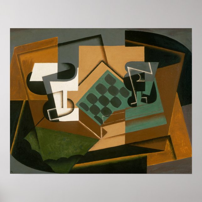 Poster Juan Gris - Echecboard, Verre et Plat (Devant)