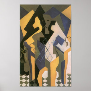 Poster Juan Gris - Harlequin with table