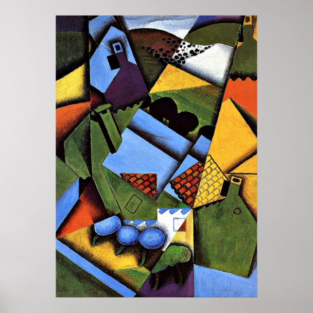 Poster Juan Gris - Paysage avec maisons à Ceret (Devant)