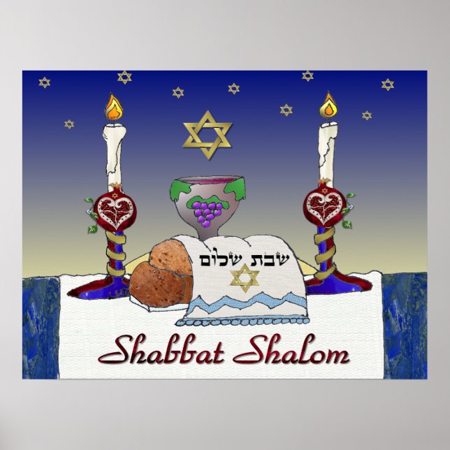 Poster Judaica Shabbat Shalom (Devant)