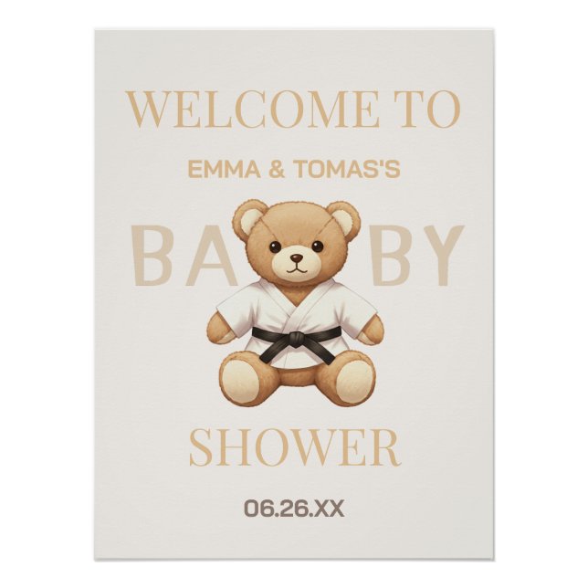 Poster Judo Black Belt Bear Baby Shower Collection  (Devant)