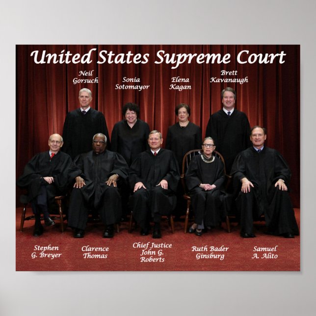 Poster Juges de la Cour suprême des États-Unis 2018 (Devant)
