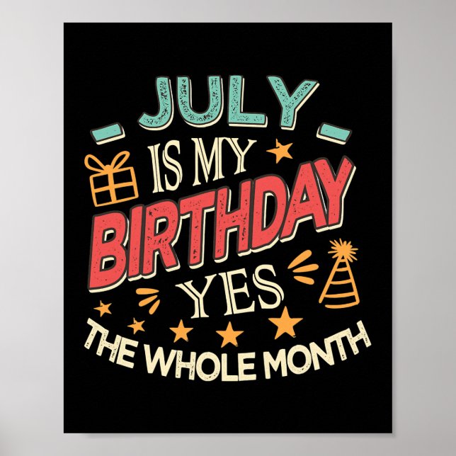 Poster Juillet Est Mon Anniversaire Oui Tout Le Mois Vint (Devant)