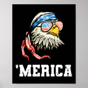 Poster Juillet Merica Usa Drapeau Aigle Patriotique Veter