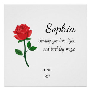 Poster Juin Rose Anniversaire Personnalisé