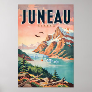 Poster Juinau Illustration de Glacier d'Alaska Art de Voy