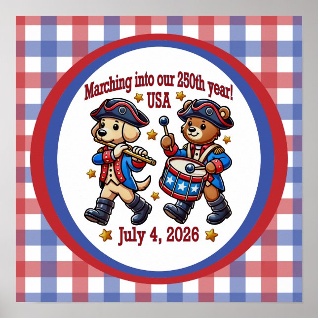 Poster July 4th USA 250th Anniversary Semiquincentennial  (Devant)