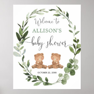 Poster Jumeaux baby shower de bienvenue