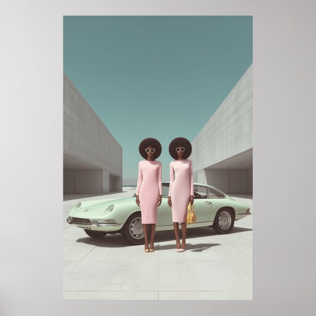 Poster Jumeaux minimalistes rétro chic (Devant)