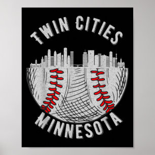 Poster Jumelles villes cool Minnesota Mn Baseball Skyline