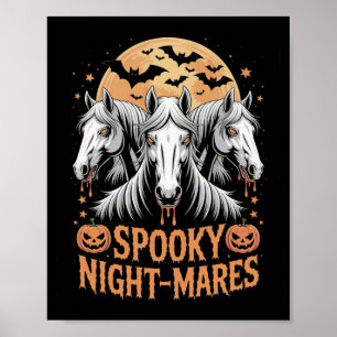 Poster Juments de nuit effrayante Halloween Cheval