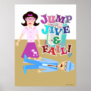 Poster Jump Jive and Fail Swing Dance Cartoon Design