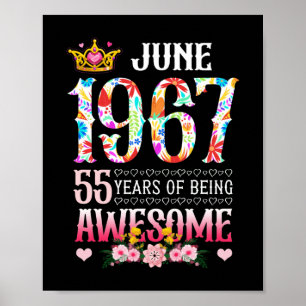 Poster June 1967 55th Birthday 55 Years Awesome Floral