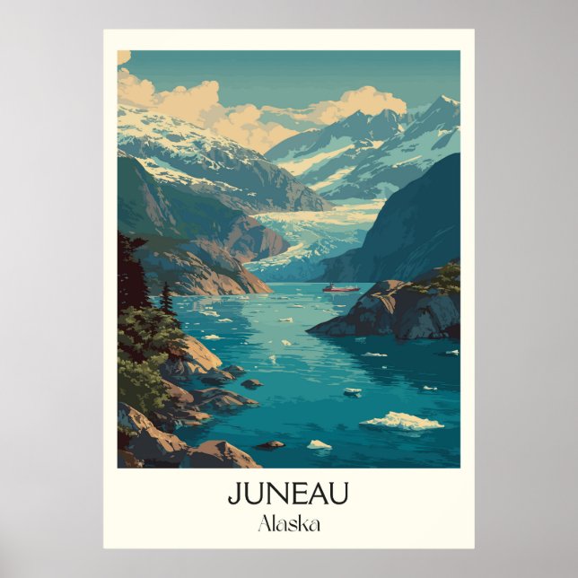 Poster Juneau Alaska Capital Glacier City (Devant)