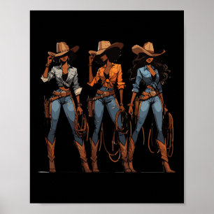 Poster Junet1 Cowgirl Western Rodéo Melanin Black Son