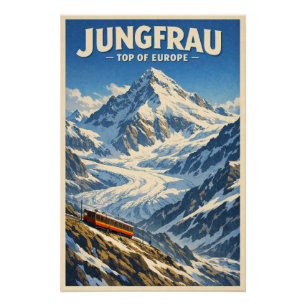 Poster Jungfrau, Suisse, dans un classique rétro